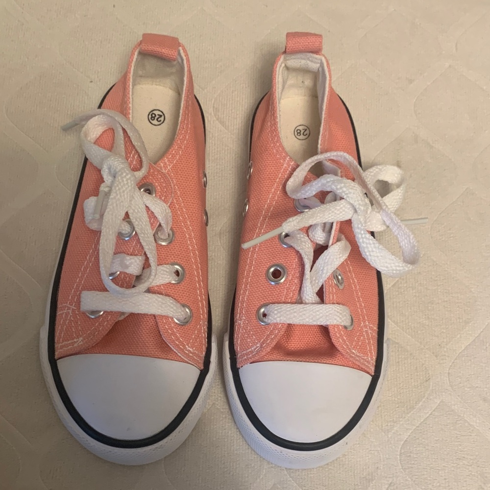 NWOT Kids Canvas Lace-Up Sneakers - Black, White & Pink